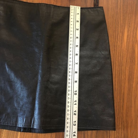 Theory Size 2 Leather Black Brown Chocolate Dark Brown Mini Skirt - Picture 5 of 16